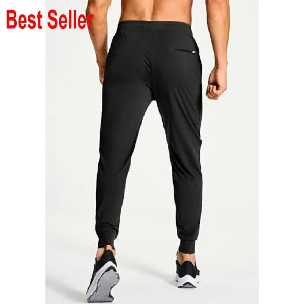 Men's Athletic Joggers Stretch Sweatpants Zipper Pockets Workout Gym Running